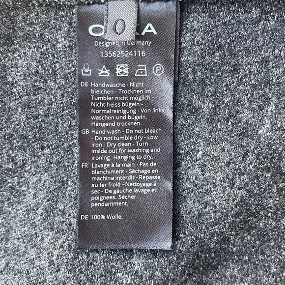 OSKA Wool Lady Jacket Blazer Womens 4/6 Charcoal Grey Concealed Snap Lagenlook - Picture 8 of 15